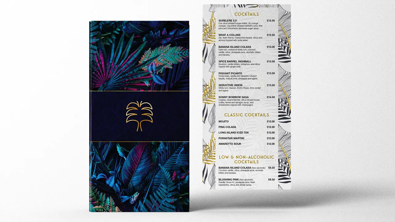 Banana Island Lounge Cocktail Menu Design